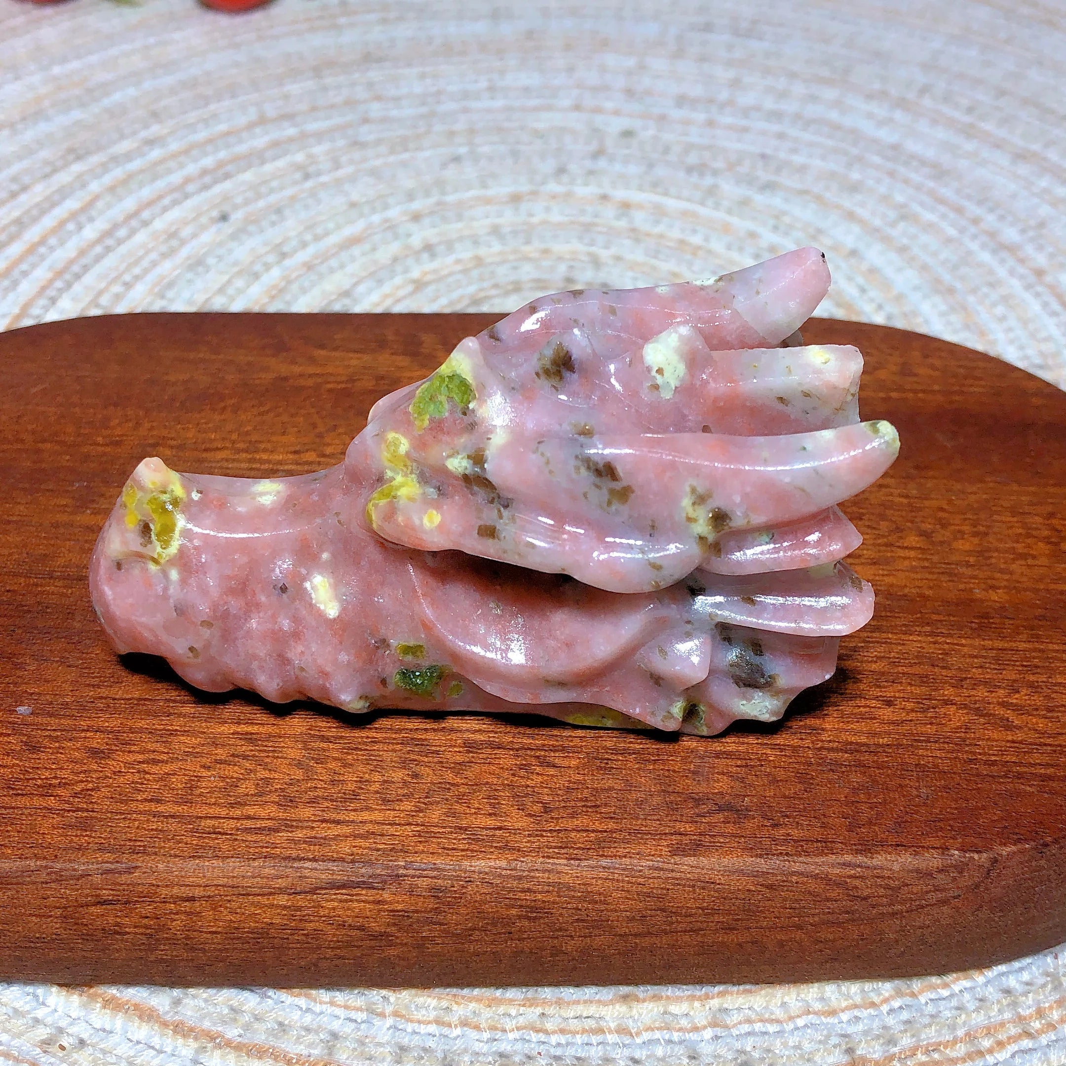 Pink & Green Tourmaline Dragon Skull Carving - Natural Crystal Gemstone Sculpture for Home Decor, Mineral Energy Figurine, Unique Spiritual Gift for Collectors & Meditation Spaces