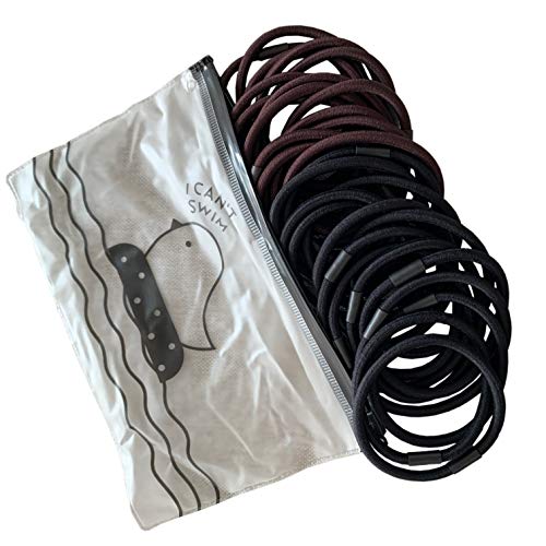 Dzyoleize 30 Pack Hair Ties for Women & Girls - Stretchy Elastic Ponytail Holders for Thick Hair - Black & Brown Hair Rubber Bands - Perfect for Workouts, Office & Everyday Hairstyles