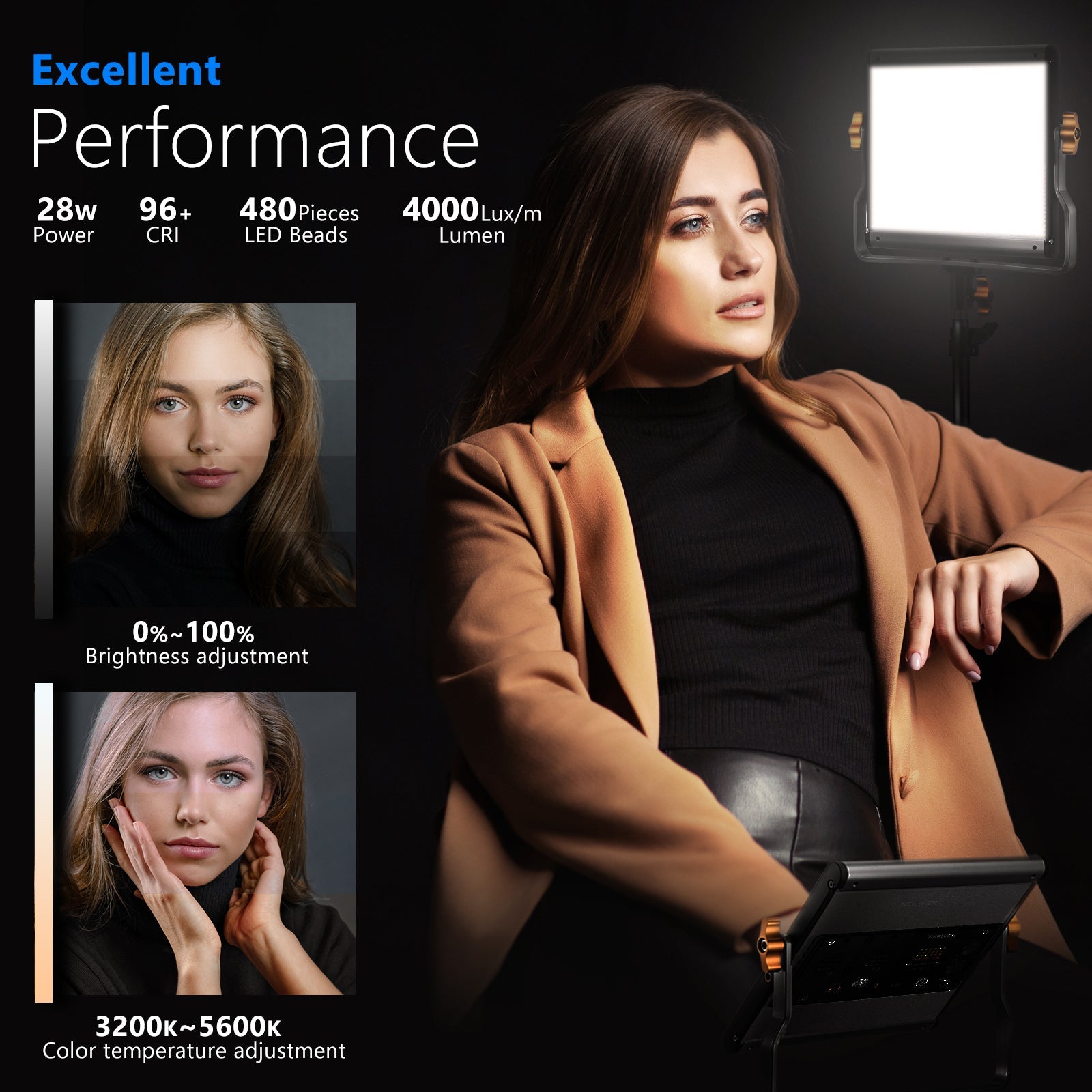 Neewer NL480 Bi-Color LED Panel Light - 480W Studio Lighting for Photography, Videography & YouTube Videos - Perfect for Portrait, Product Shoots & Live Streaming
