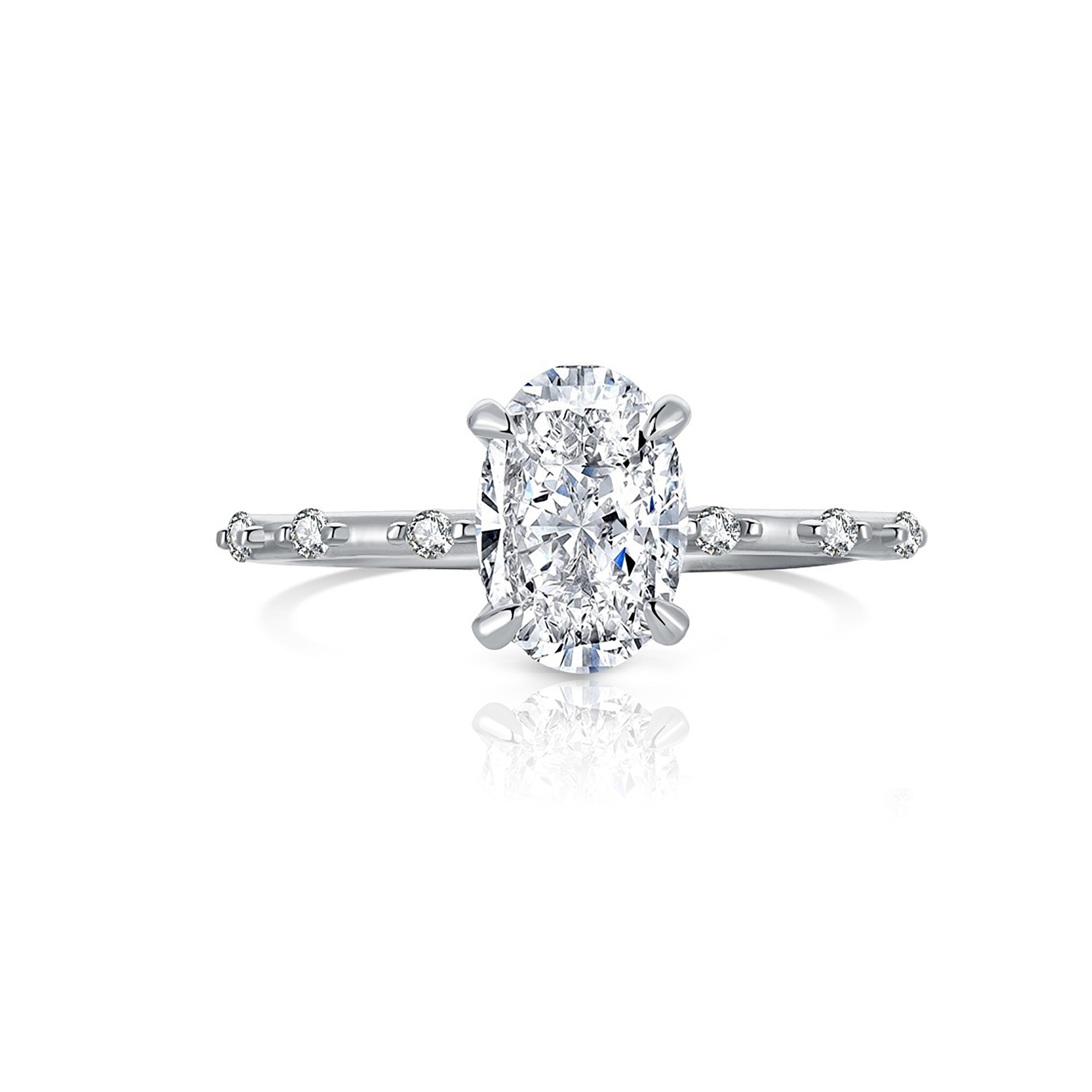 Oval Cut Moissanite Ashes Ring - Aurora Collection | Memorial Jewelry for Loved Ones | Perfect for Remembrance, Sympathy Gifts & Special Occasions