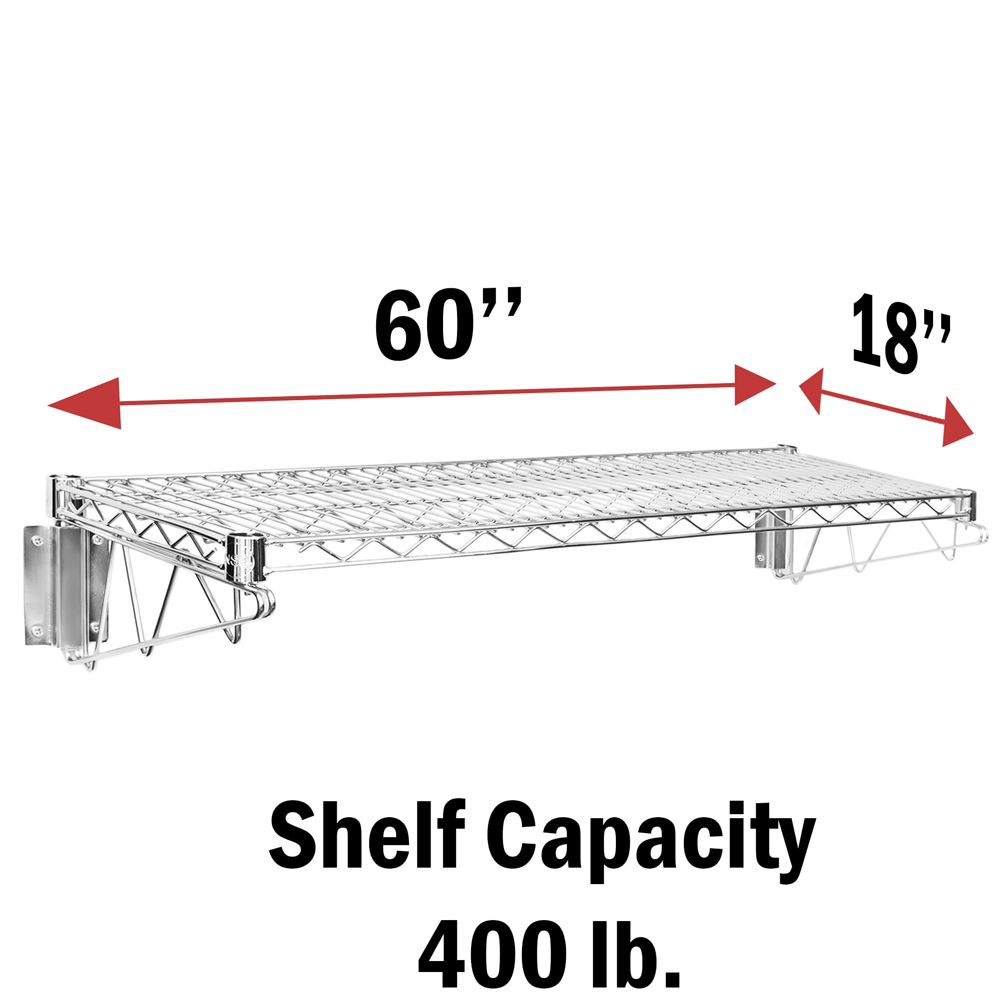 Sturdy Chrome Wire Wall Mount Shelf - 18