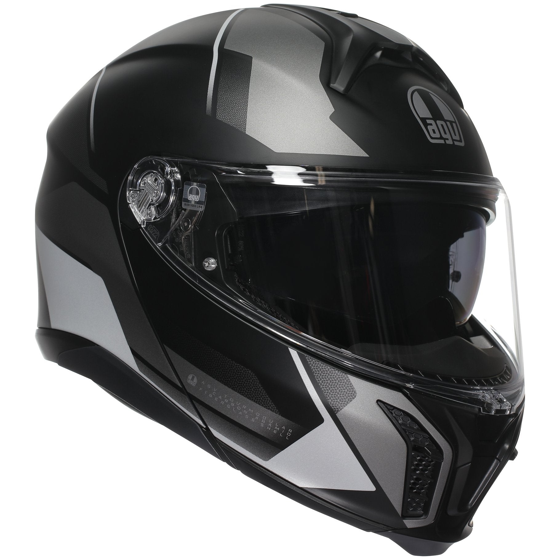 AGV Tourmodular Perception Matt Black / Silver Motorcycle Helmet - Lightweight & DOT Certified for Street & Racing - Perfect for Urban Commuting & Track Days