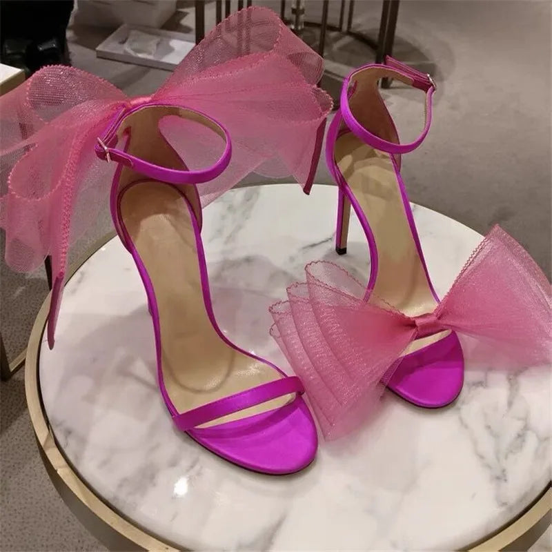 2024 Women's Big Butterfly Knot Sandals - Summer High Heel Pumps with Pointed Toe | Designer Mary Jane Stiletto Shoes for Weddings, Parties & Date Nights
