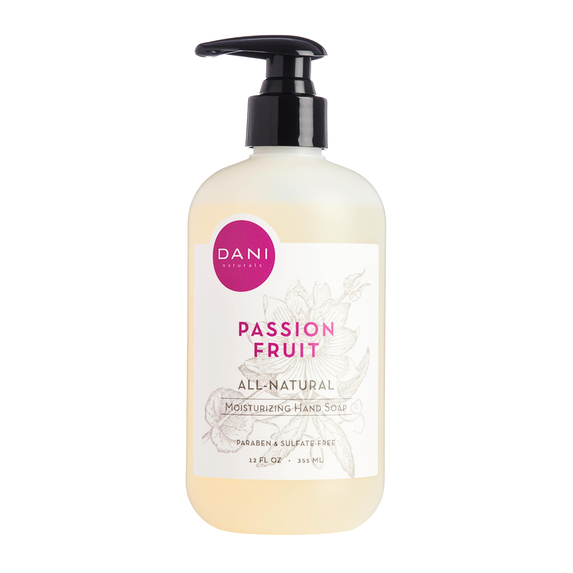 Dani Naturals Passion Fruit Hand Wash - 12 fl oz | Natural & Refreshing Foaming Soap for Kitchen, Bathroom & Office | Moisturizing & Gentle on Skin