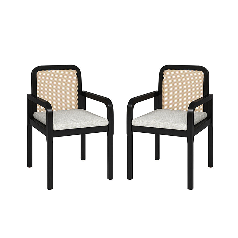 Kevin Rattan Dining Chairs - Mid Century Modern Accent Chairs with Elegant Woven Backrest | Perfect for Dining Rooms, Living Spaces & Boho Home Decor