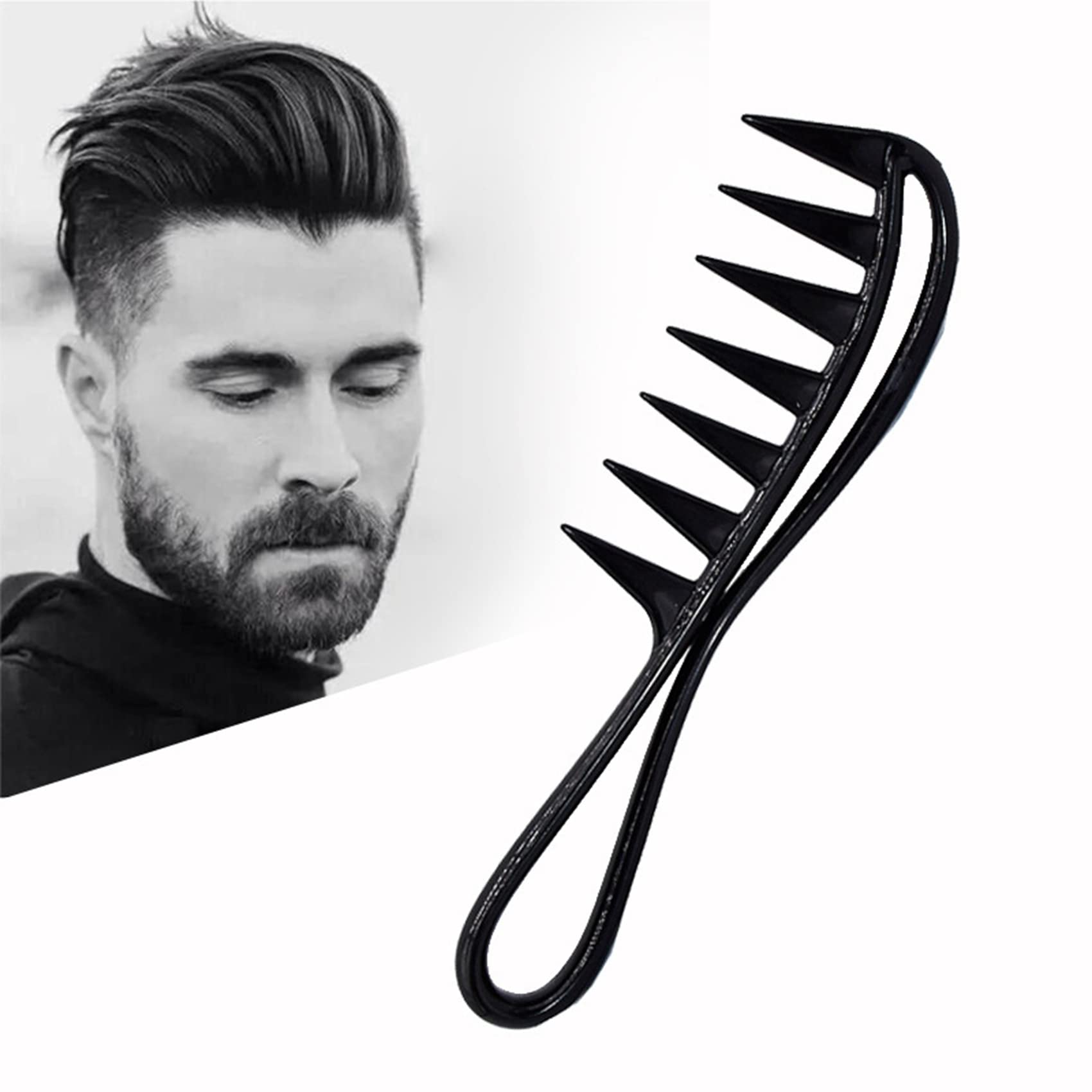 AMIUHOUN 2X Wide Tooth Plastic Comb for Curly Hair - Detangling & Styling Tool for Salon & Home Use - Gentle Massage Comb for Thick, Wavy & Natural Hair Care
