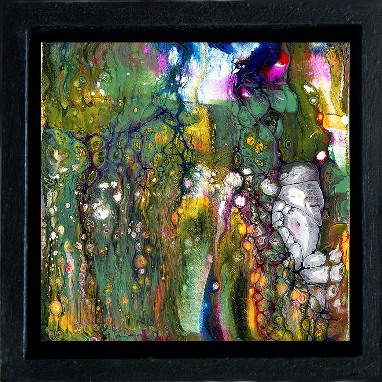 Anthony Ciambella Framed 4x4 Acrylic on Panel Painting - Modern Abstract Wall Art for Home & Office Decor