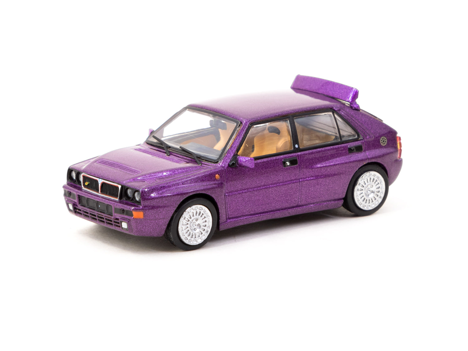 Tarmac Works 1/64 Scale Lancia Delta HF Integrale Viola Diecast Model Car - Collectible Miniature for Display, Racing Enthusiasts & Diecast Collectors
