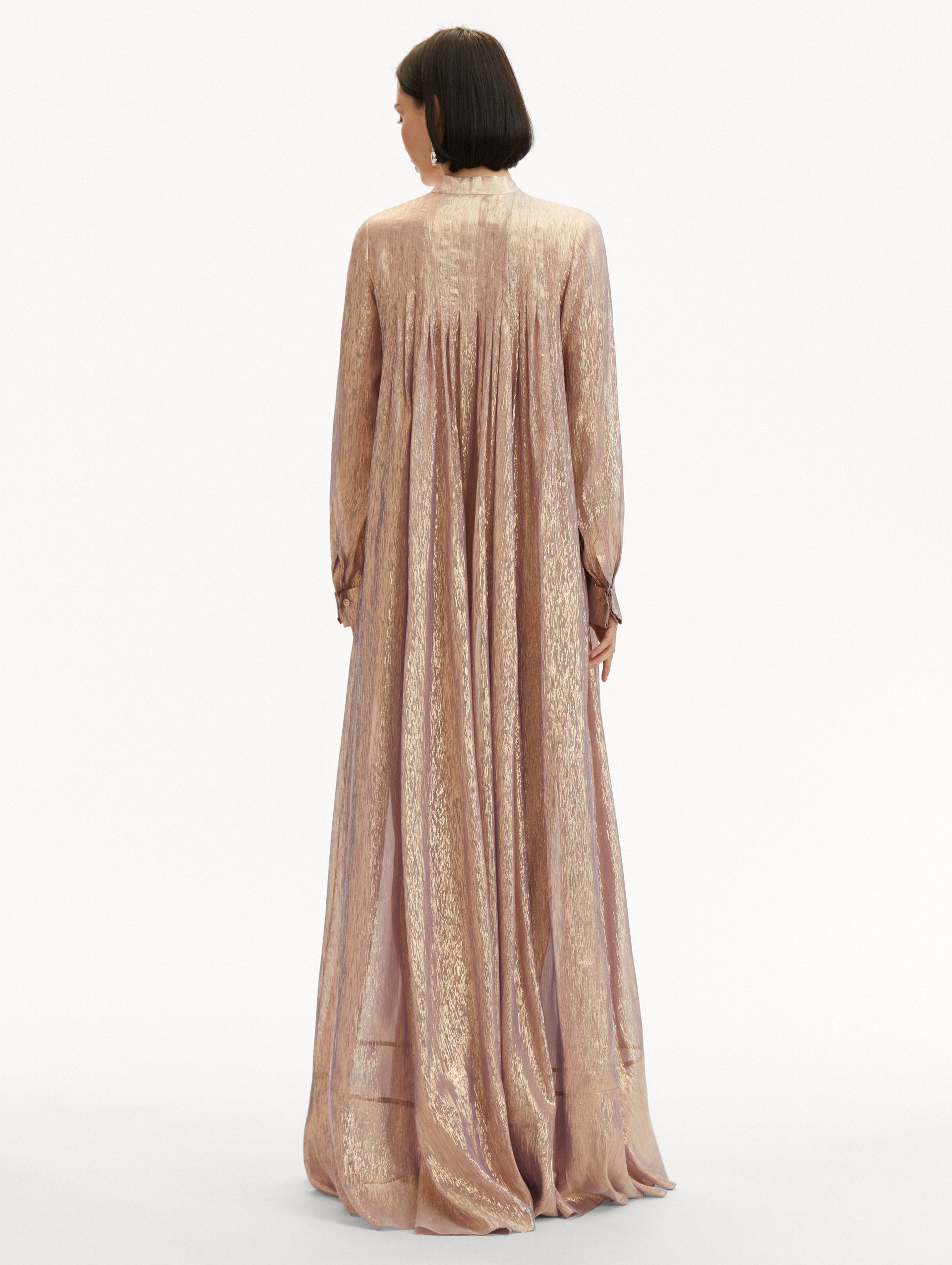 Elegant Lamé Mousseline Pleated Caftan Dress for Women - Luxury Evening Gown & Boho Maxi Dress for Parties, Weddings, and Special Occasions