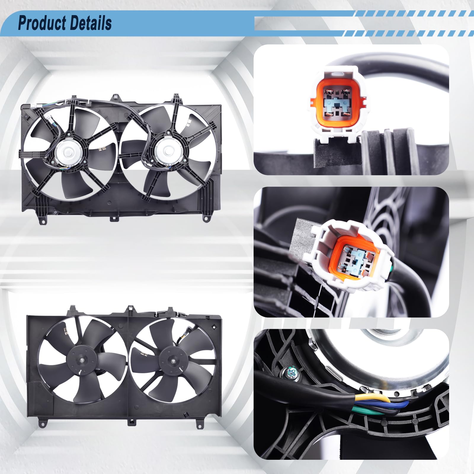 High Performance Radiator Cooling Fan Compatible with 2003-2007 Nissan 350Z & 2003-2007 Infiniti G35 - Replacement for OEM Part Numbers 21487CD00A, 21481CM30B, 620-980 - Perfect for Engine Cooling & Overheating Prevention