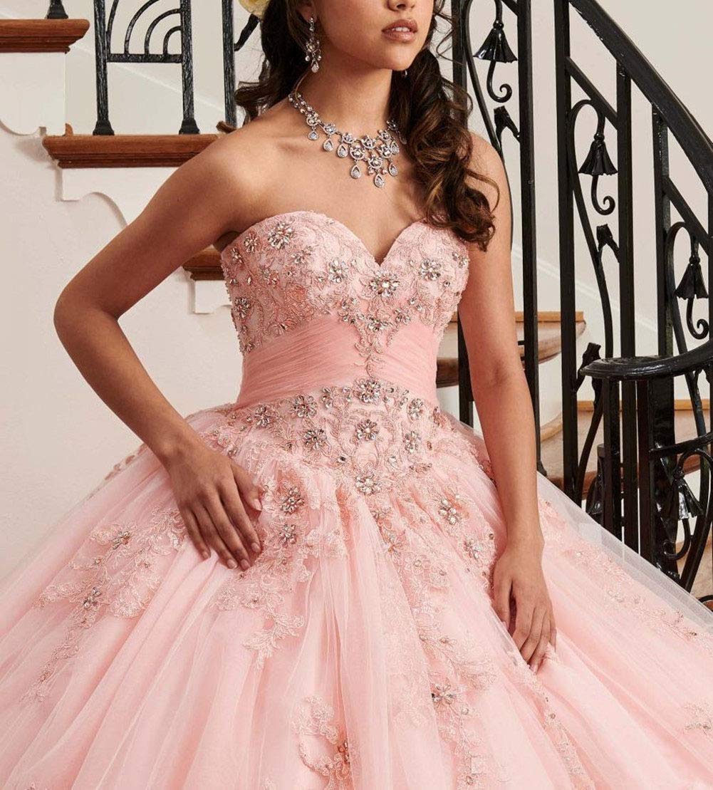 Elegant Sweetheart Quinceañera Dresses for Women with Lace Appliques - Princess Prom Party Gowns in Pink & Purple | Perfect for Quinceañeras, Proms, Weddings & Special Occasions