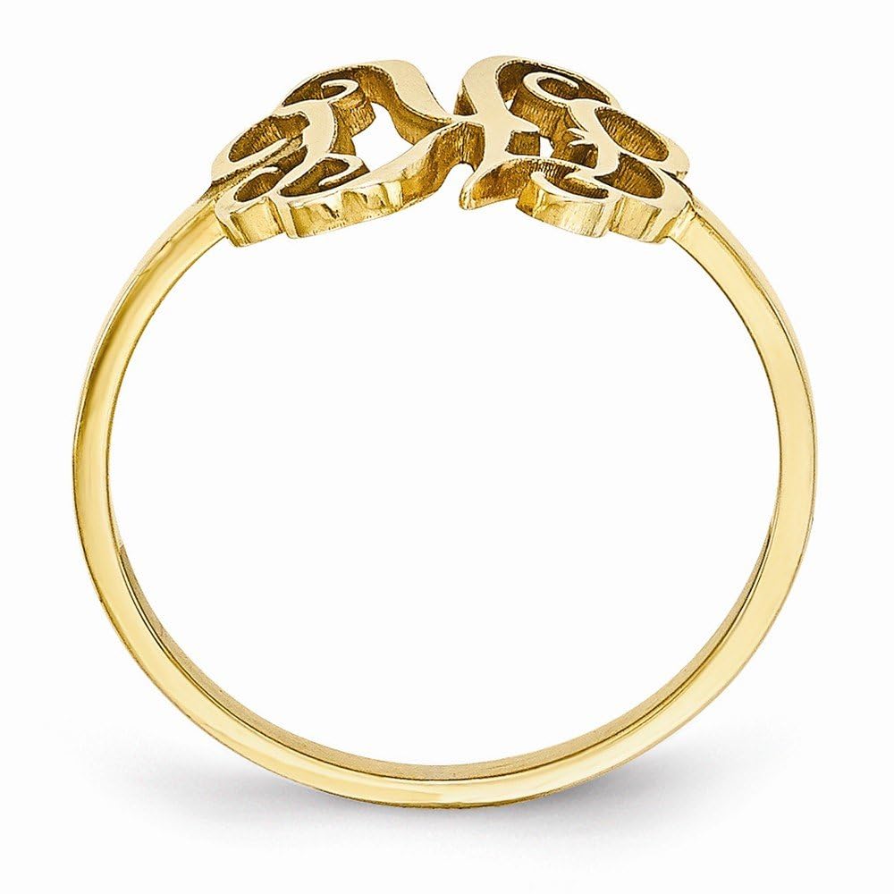 925 Sterling Silver Yellow Gold-Plated Laser Engraved Monogram Ring Band - Personalized Name Jewelry for Women, Gift for Her, Anniversary, Wedding, Engagement, Birthday Present