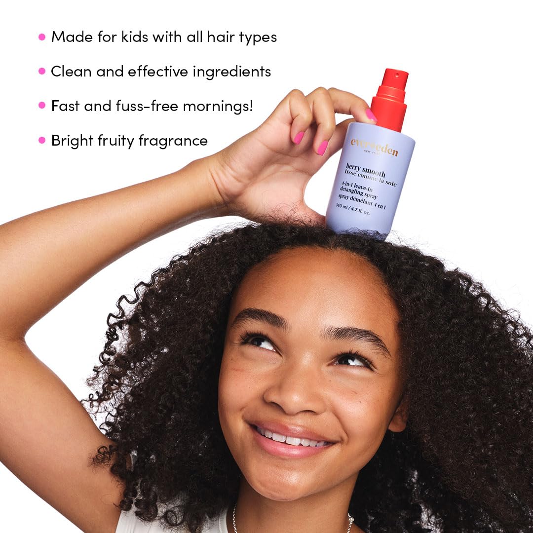 Evereden Ultimate Kids Haircare Set: Gentle Vegan Shampoo, Conditioner, 4-in-1 Detangler Spray & After Swim Shampoo with Detangling Brush | Safe for All Hair Types | Perfect for Daily Care, Swim Days & Tangle-Free Styling