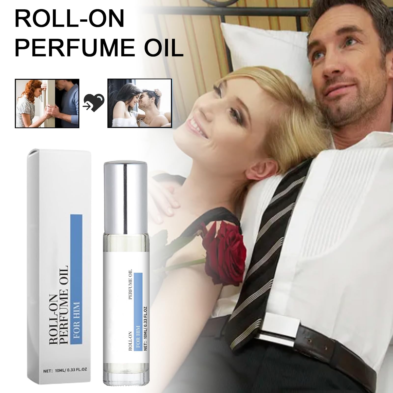 Premium Box Rose Perfume Oil for Men - Valentine's Day Gift, Long-Lasting Roll-On Fragrance, Portable Cologne for Him - Perfect for Date Nights, Office & Special Occasions
