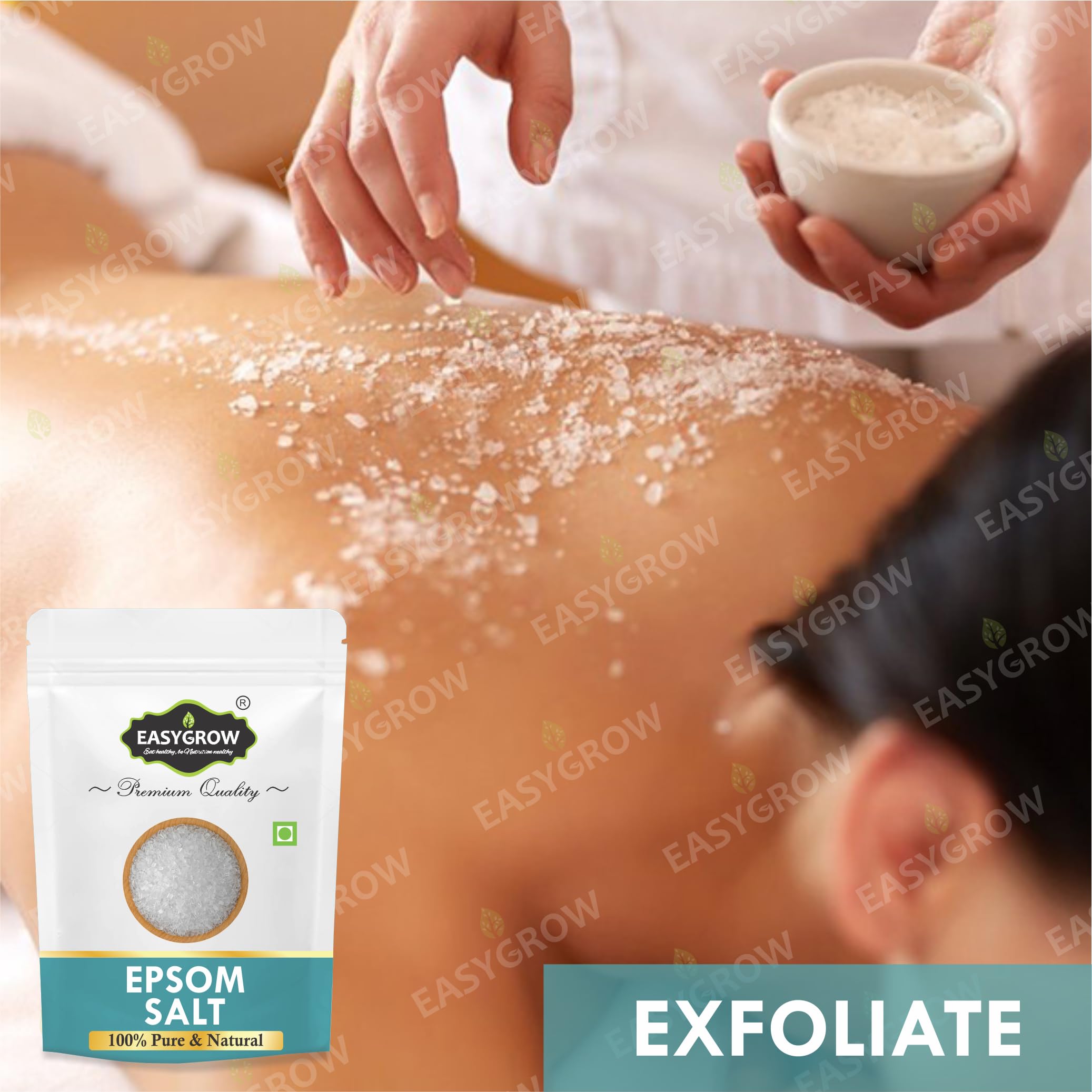 Easygrow Epsom Salt Crystals Foot Soak - 800g Magnesium Sulfate for Pain & Muscle Relief, Detox Bath Salt for Tired Feet & Stress Relief | Perfect for Post-Workout Recovery & Relaxing Spa Nights at Home