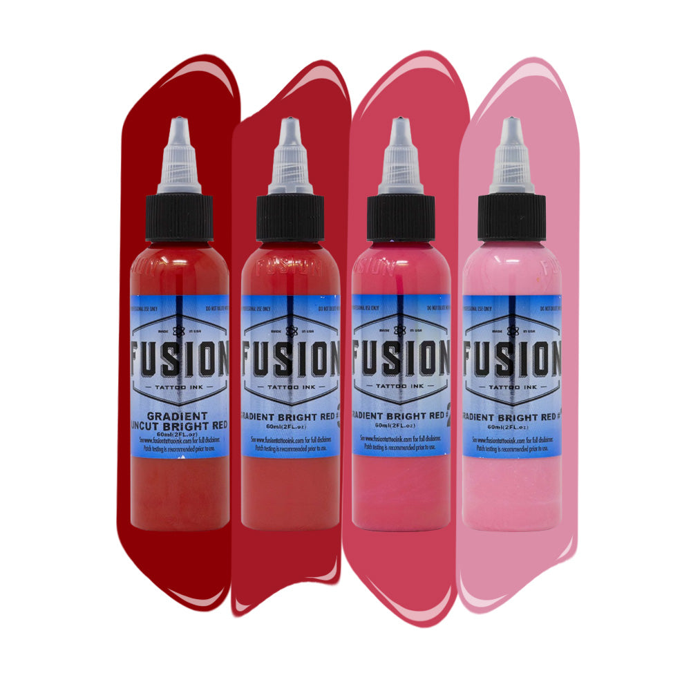 Premium Gradient Bright Red Tattoo Ink Set - 4 Pack (1oz Each) - Professional Body Art Ink for Tattoo Artists - Perfect for Sleeves, Cover Ups & Detailed Tattoo Designs