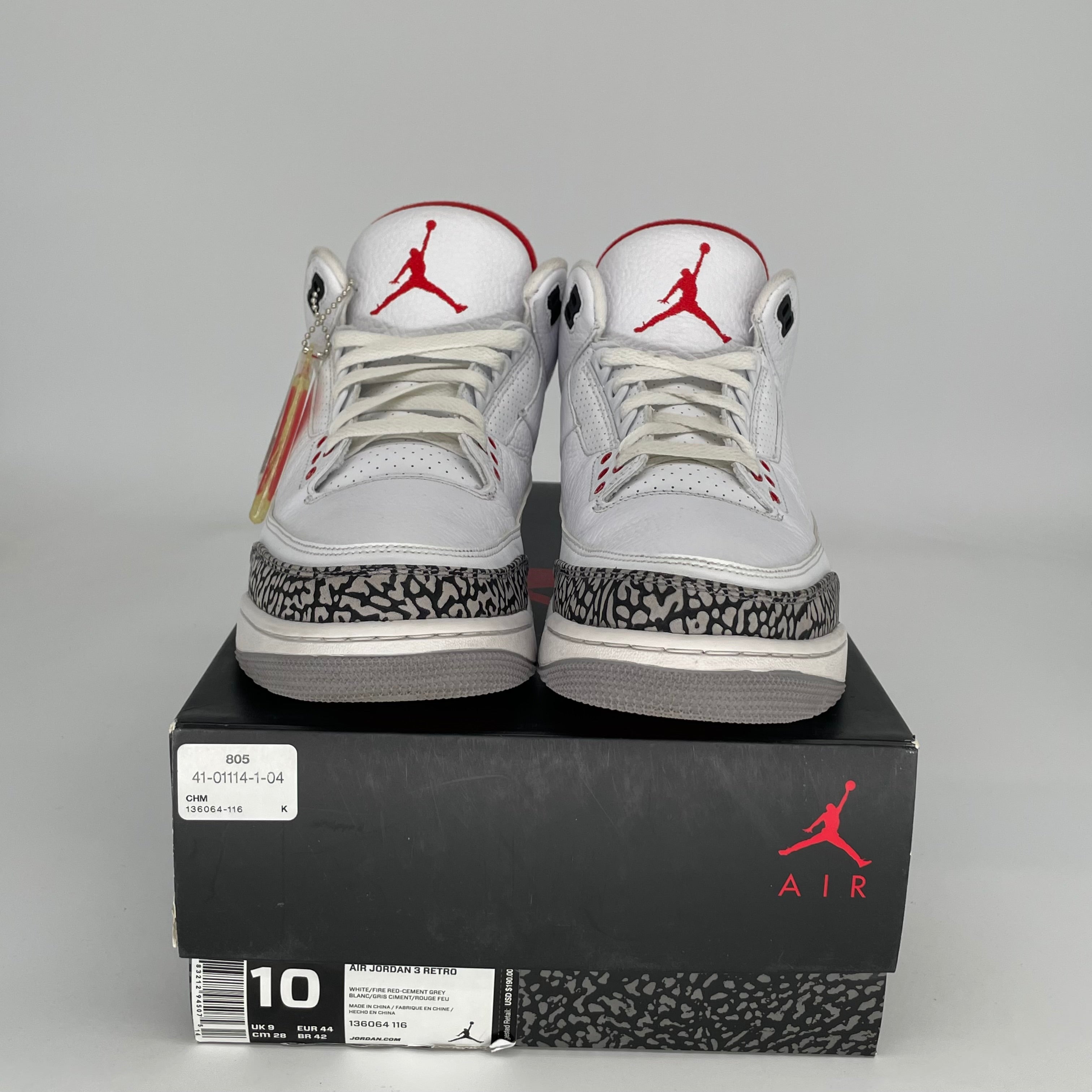Authentic Air Jordan 3 Retro 'Hall of Fame' Basketball Shoes - Size 10 (136064-116) - Perfect for Sneaker Collectors & Streetwear Fashion
