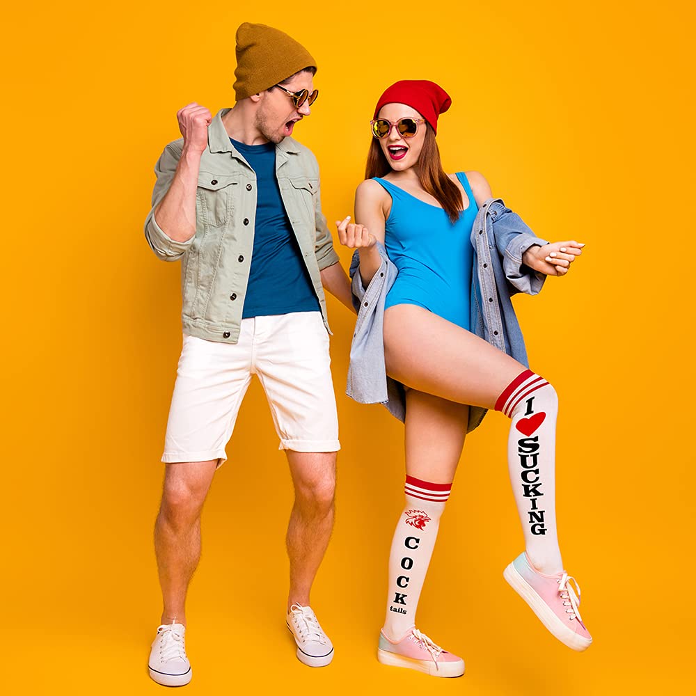 Funny Cocktail Socks - I Love Cocktails Knee-High Party Stockings | Novelty Gag Gifts for Christmas, White Elephant Exchange | Perfect for Cocktail Parties, Bar Hopping & Gift Giving