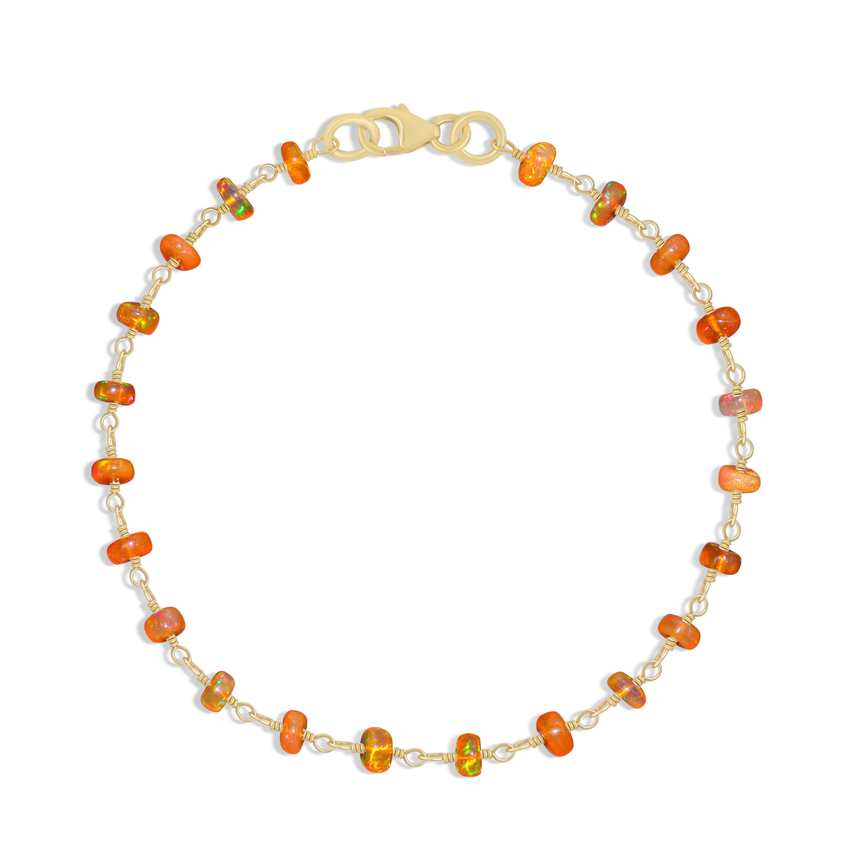 Organic Orange Opal Beaded Chain Bracelet - Handmade Boho Chic Jewelry for Women, Natural Stone Beaded Bracelet for Yoga, Meditation & Everyday Wear