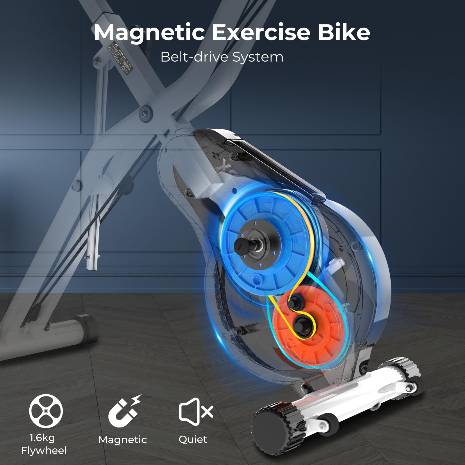 Micyox MX711 Foldable Exercise Bike - 3-in-1 Home Cycling Machine with Adjustable Backrest, Oversized Seat, 16-Level Magnetic Resistance, LCD Monitor & Heart Rate Sensor - Perfect for Home Gym, Cardio Workouts & Small Spaces