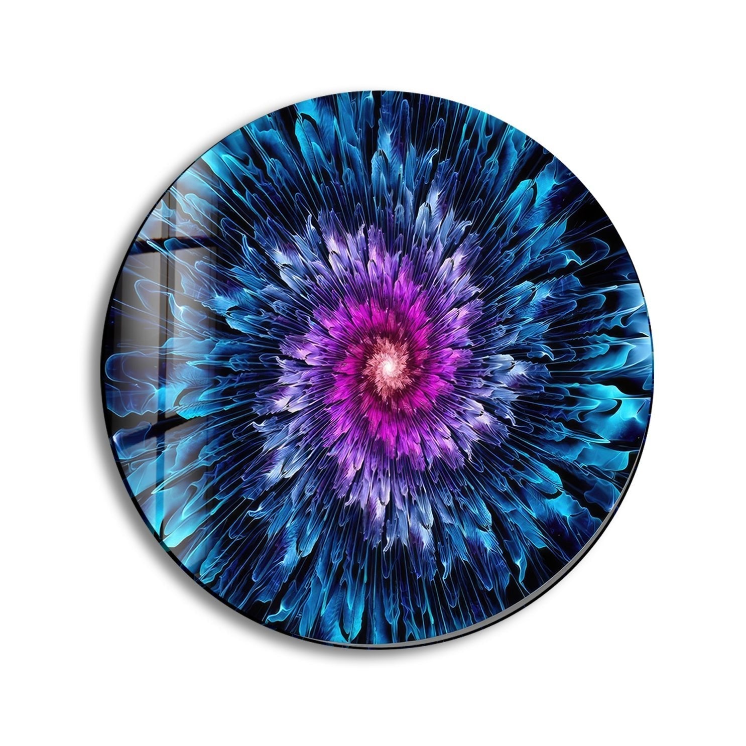 Abstract Round Purple & Blue Glass Wall Art - Modern Handmade Home Decor for Living Room, Bedroom & Office - Unique Statement Piece for Interior Design & Gifts
