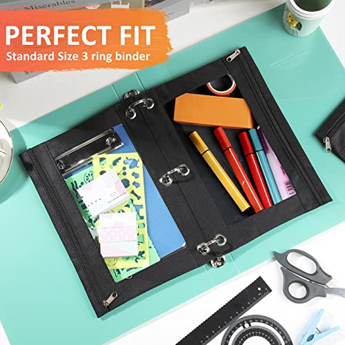 Marspark 48-Pack 3-Ring Zipper Pencil Pouch with Clear Window for Binders - School & Office Supplies (Black)