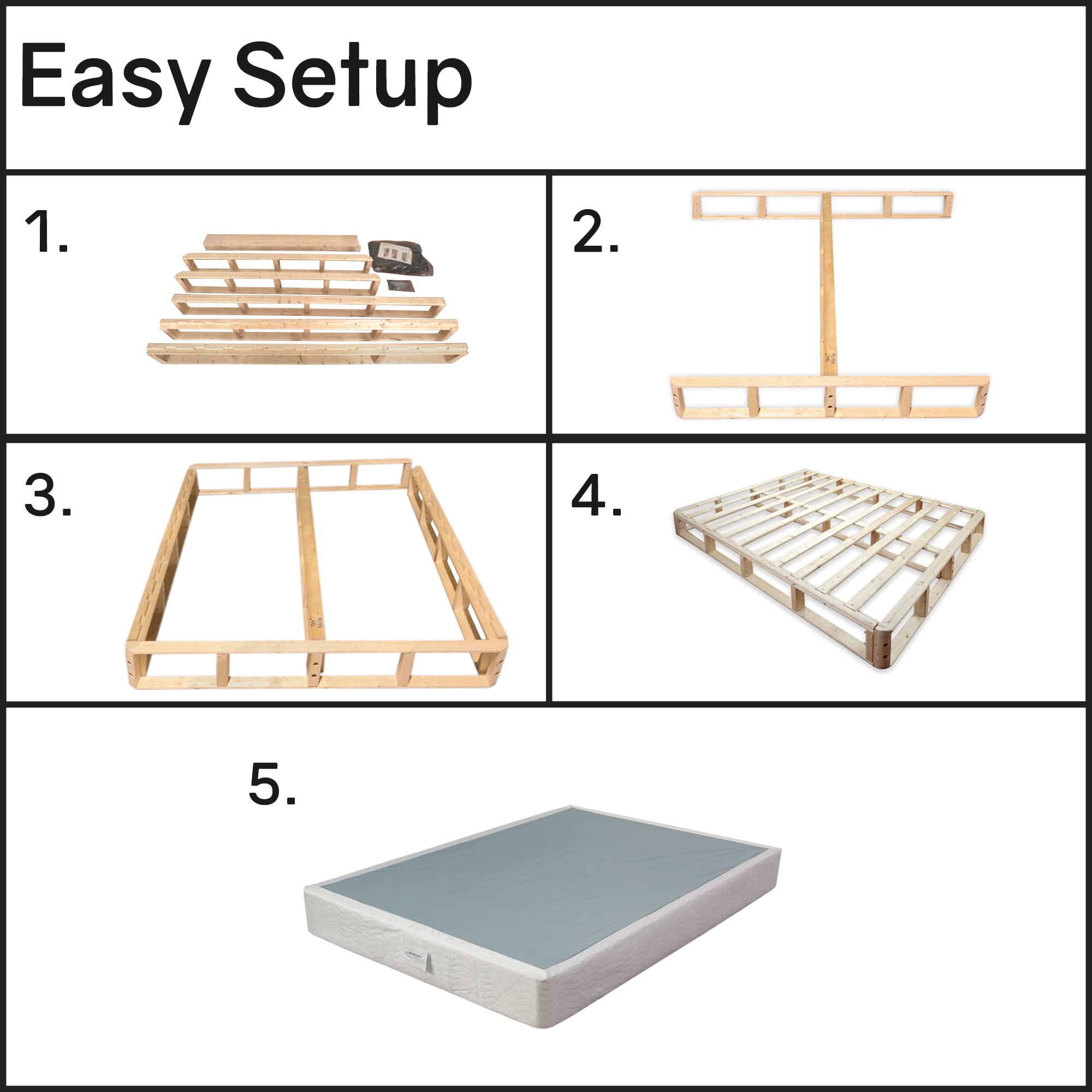 4.5-Inch Easy Wood Box Spring Coil Mattress Foundation for Twin XL Bed - Simple Assembly, Durable Support for Enhanced Comfort - Perfect for Guest Rooms, Dorms & Small Spaces