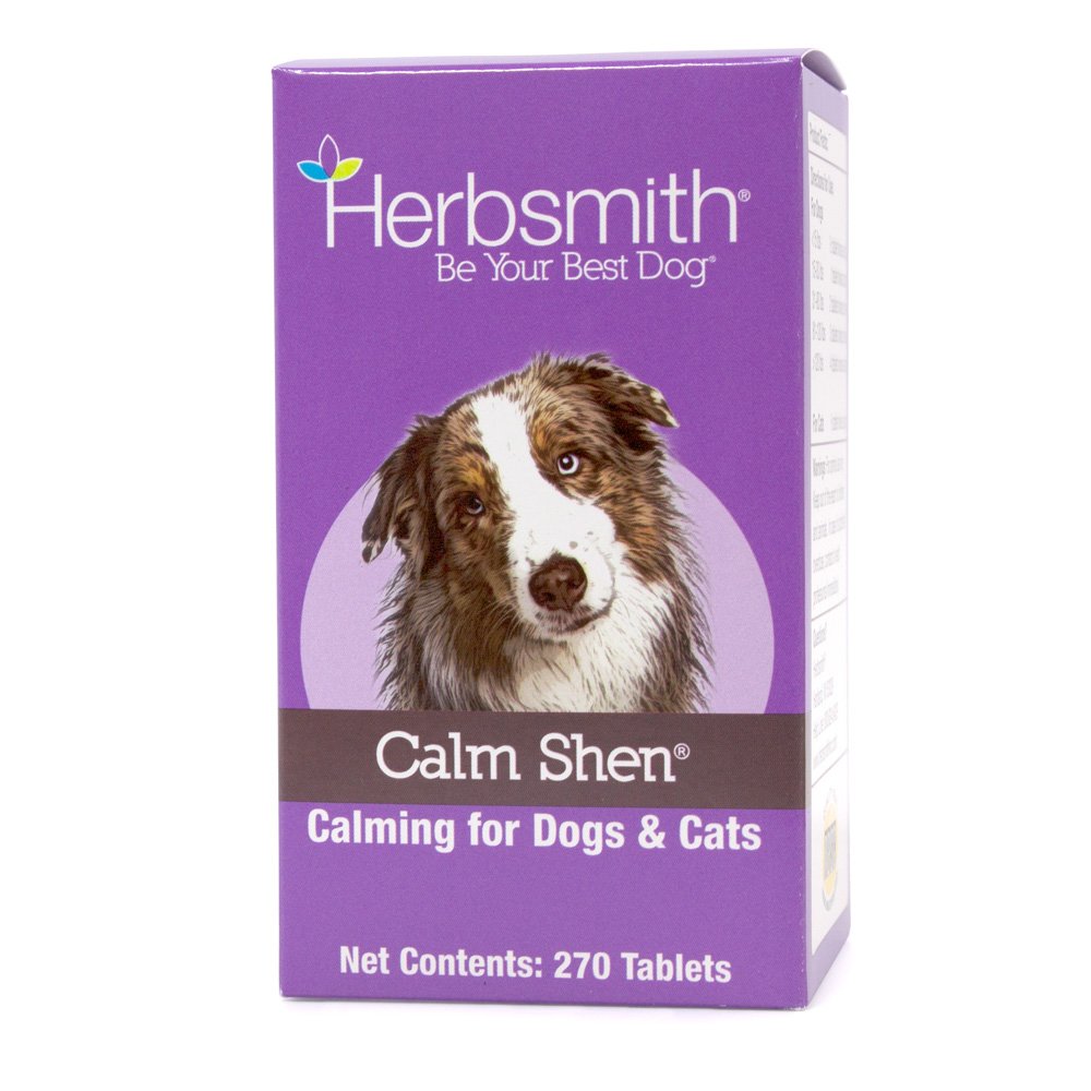 Herbsmith Calm Shen – Natural Herbal Anxiety Relief for Dogs & Cats – Calming Supplement with Chamomile & Valerian – 270 Tablets – Perfect for Travel, Vet Visits & Thunderstorm Stress
