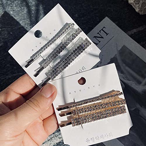 Whitebridge 6pcs Gold & Silver Rhinestone Bobby Pins - Diamond Hair Clips for Women & Girls | Sparkling Metal Hair Accessories for Weddings, Parties & Everyday Glam