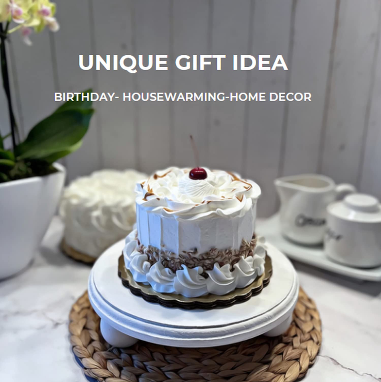 Artificial Cupcakes & Fake Cakes for Display - Realistic Faux Cake Decorations - Home & Kitchen Fake Desserts - White Nut Cake Decor for Parties, Wedding Centerpieces & Bakery Displays