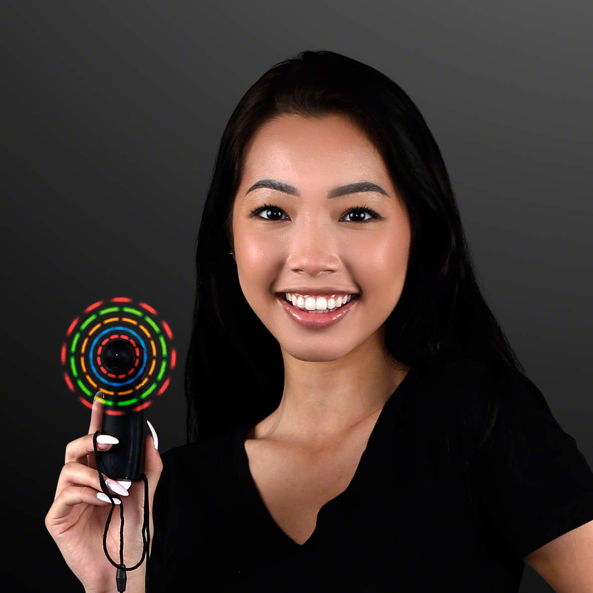 Portable LED Mini Handheld Fan with Black Handle - USB Rechargeable Personal Cooling Fan for Outdoor, Travel, Office & Home Use