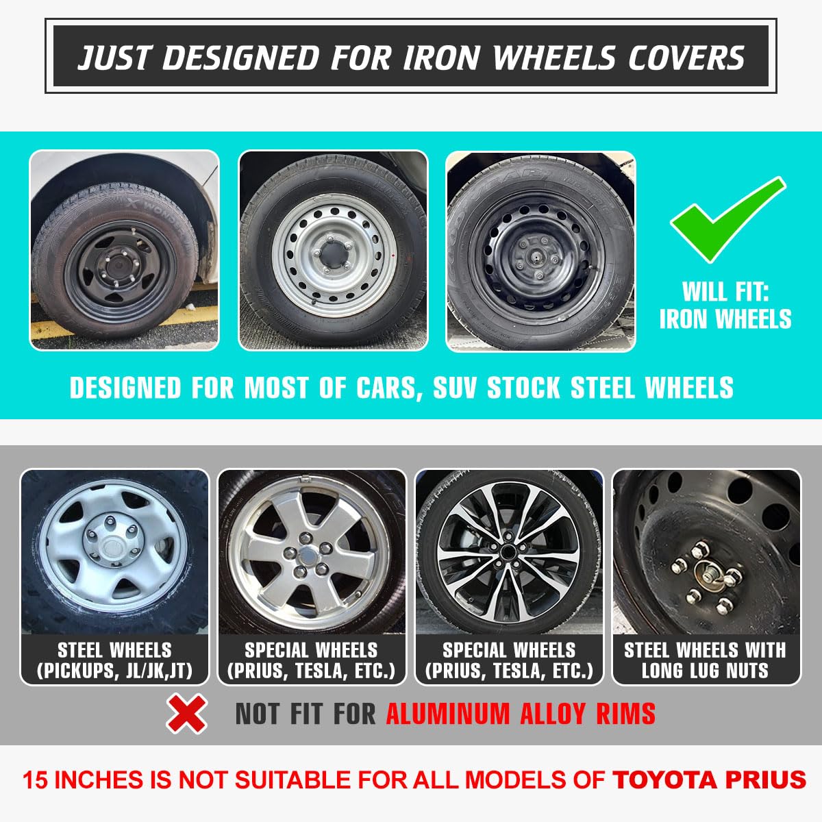 Universal 14 Inch Hubcaps - Snap On Wheel Rim Covers for Cars, Pickup Trucks & SUVs (4 Pack, Black & Red Lacquer) | Durable Replacement Exterior Accessories for R14 Wheels | Perfect for Road Trips, Daily Commutes & Vehicle Protection