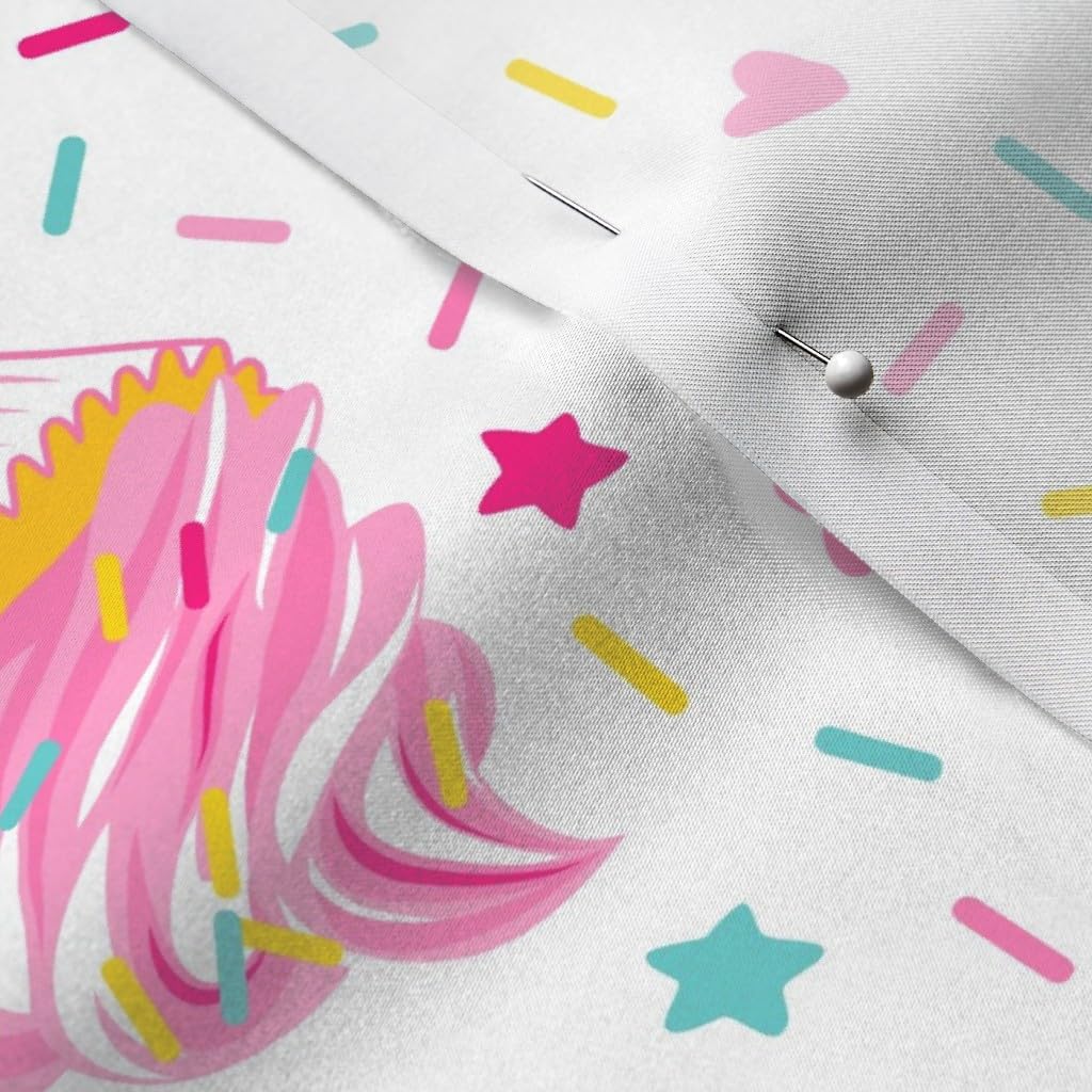 Premium Cupcake Sprinkle Pie Dessert Printed Satin Fabric by The Yard - Perfect for Sewing, Apparel, Fashion Blankets & Home Decor | DIY Crafts, Quilting, Curtains & Upholstery Projects