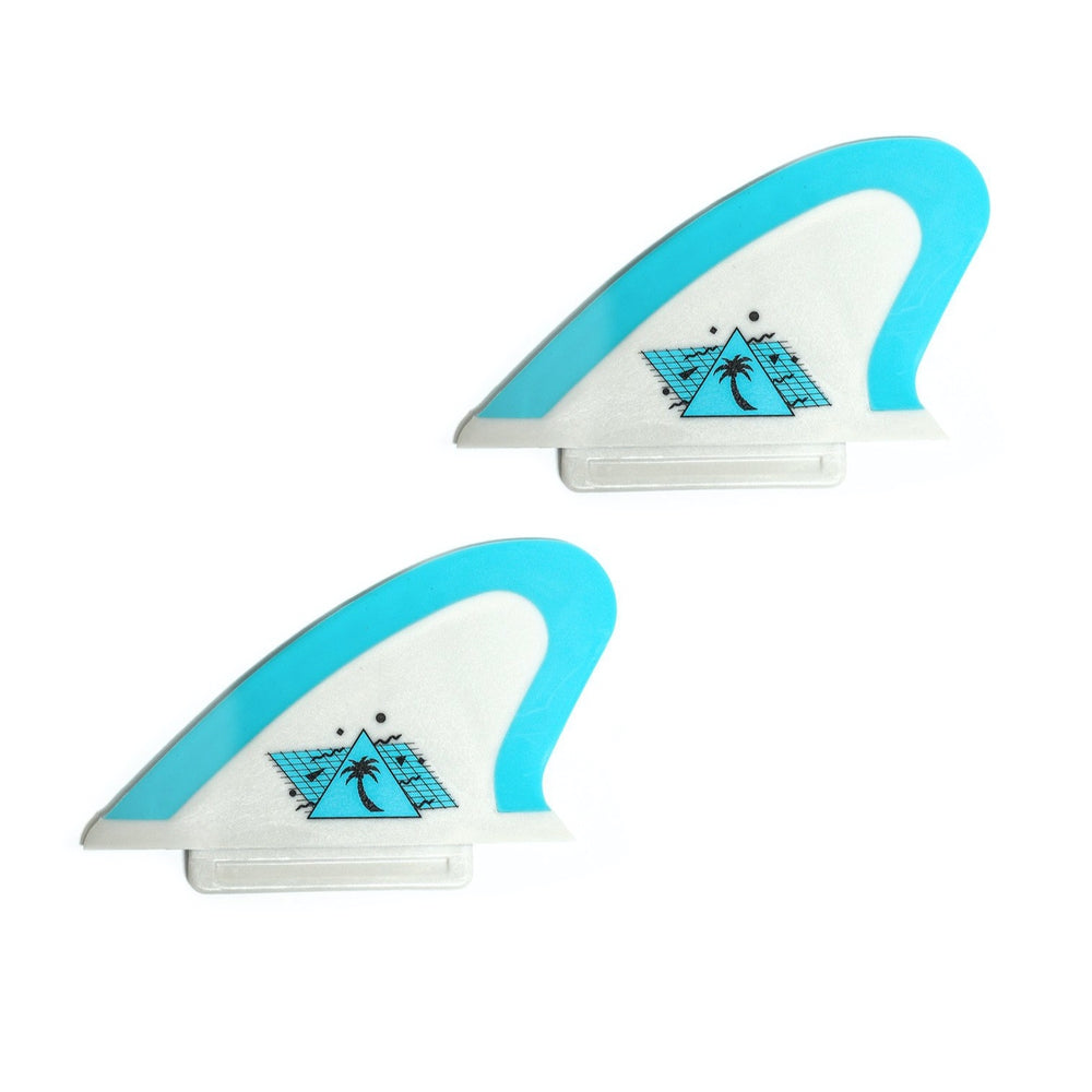 Catch Surf Hi Performance Safety Edge Keel Twin Fins Set - Grey/Cool Blue for Surfing, Bodyboarding & Water Sports