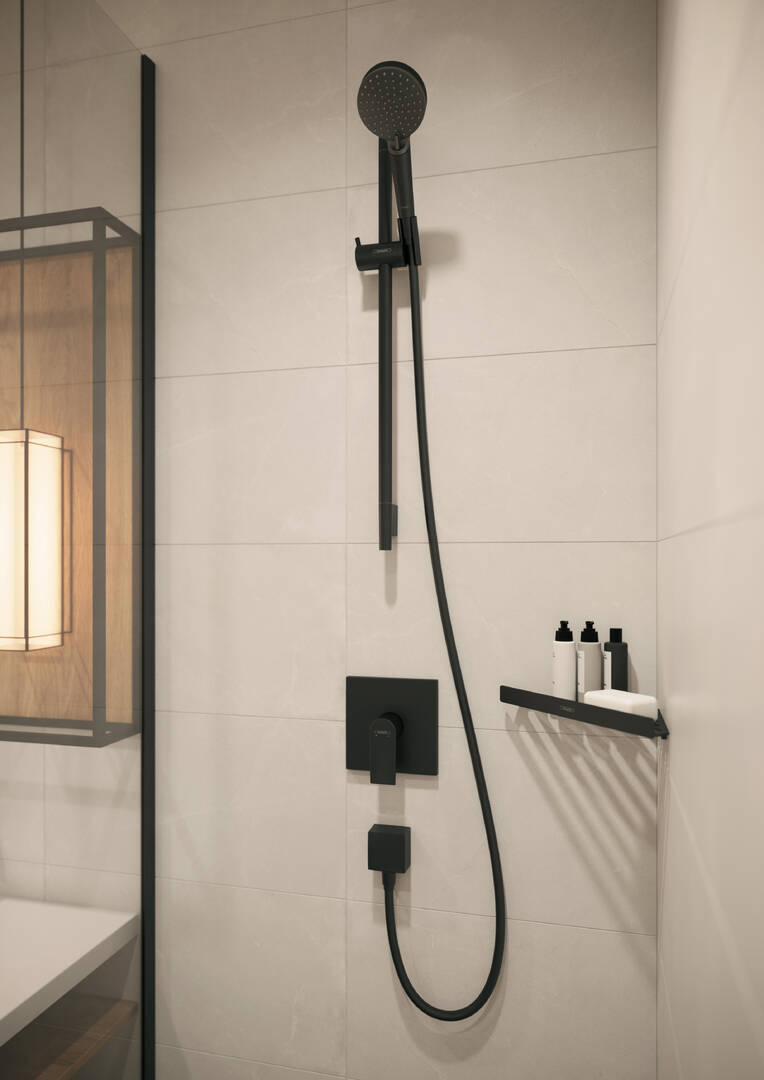 Hansgrohe AddStoris Corner Basket in Matte Black (41741670) - Perfect for Bathroom Storage and Organization