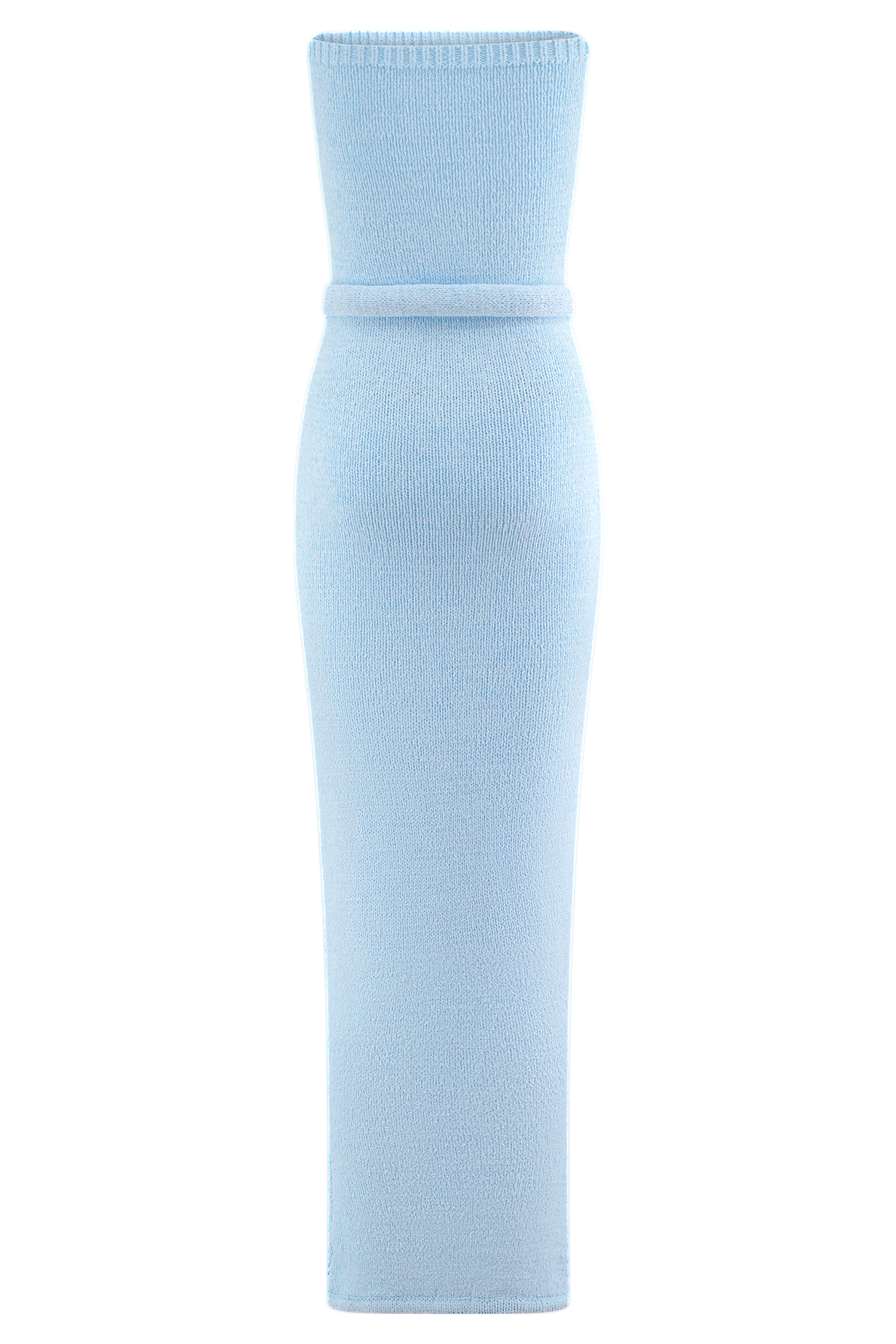 Andrea Strapless Knit Maxi Dress in Light Blue - Perfect for Summer Beach Vacations, Weddings & Evening Parties