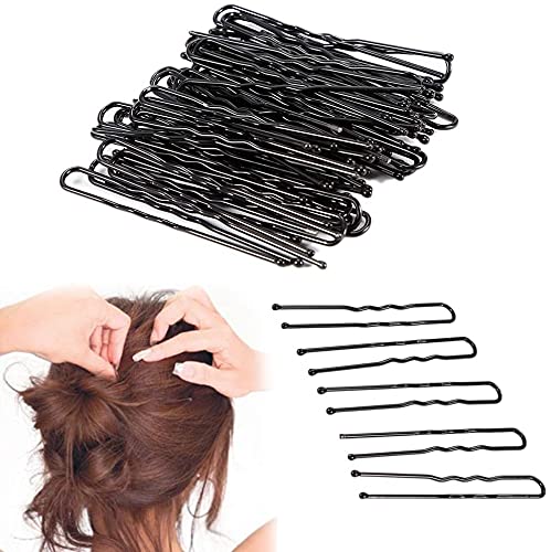 120 Pcs Black U-Shaped Bobby Pins - Small Waved Hair Clips for Women, Salon Grip Barrette Hair Accessories, DIY Hairstyling, Ponytail & Updo Holders (Perfect for Daily Use, Weddings & Special Events)