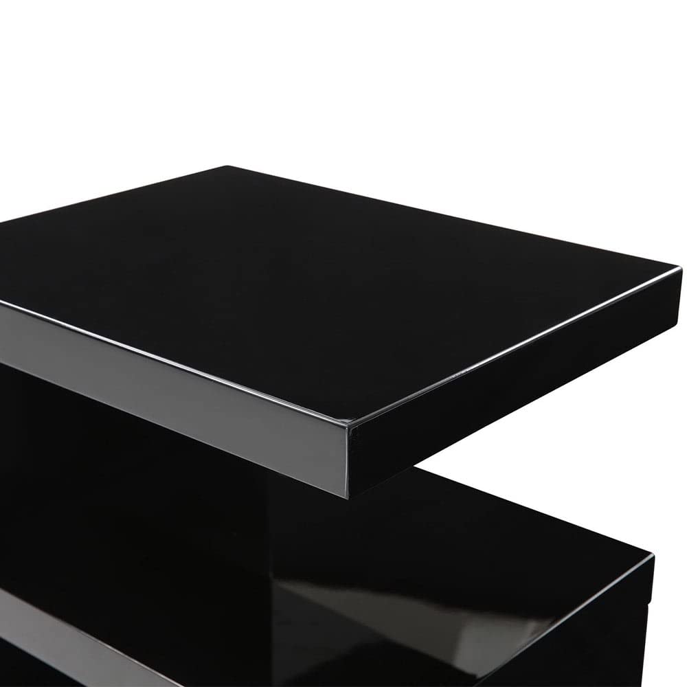ZURI Furniture Jayden High Gloss Modern Side Table - Black Nightstand for Bedroom, Living Room, or Office - Contemporary Accent Table with Sleek Design