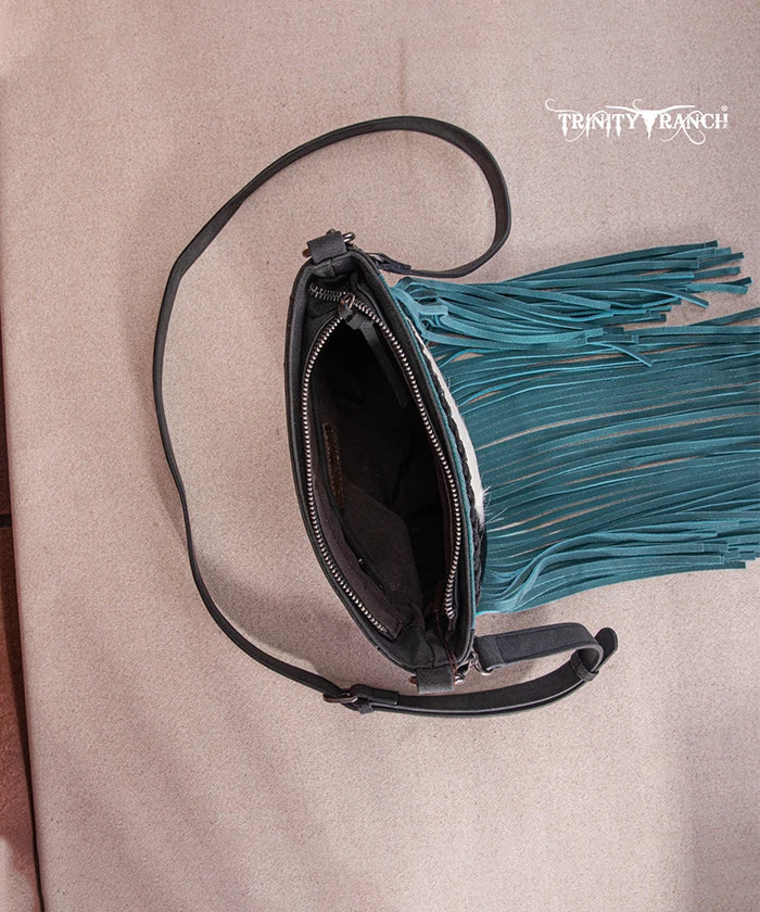 Trinity Ranch Genuine Cowhide Leather Fringe Crossbody Purse for Women - Stylish Western Boho Handbag for Daily Use, Travel & Music Festivals