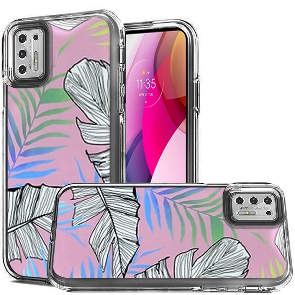 Premium Hybrid Case for Moto G Stylus 2021 - Electroplated Leaf Design Protective Cover | Slim Fit Shockproof Phone Case for Everyday Use & Outdoor Activities