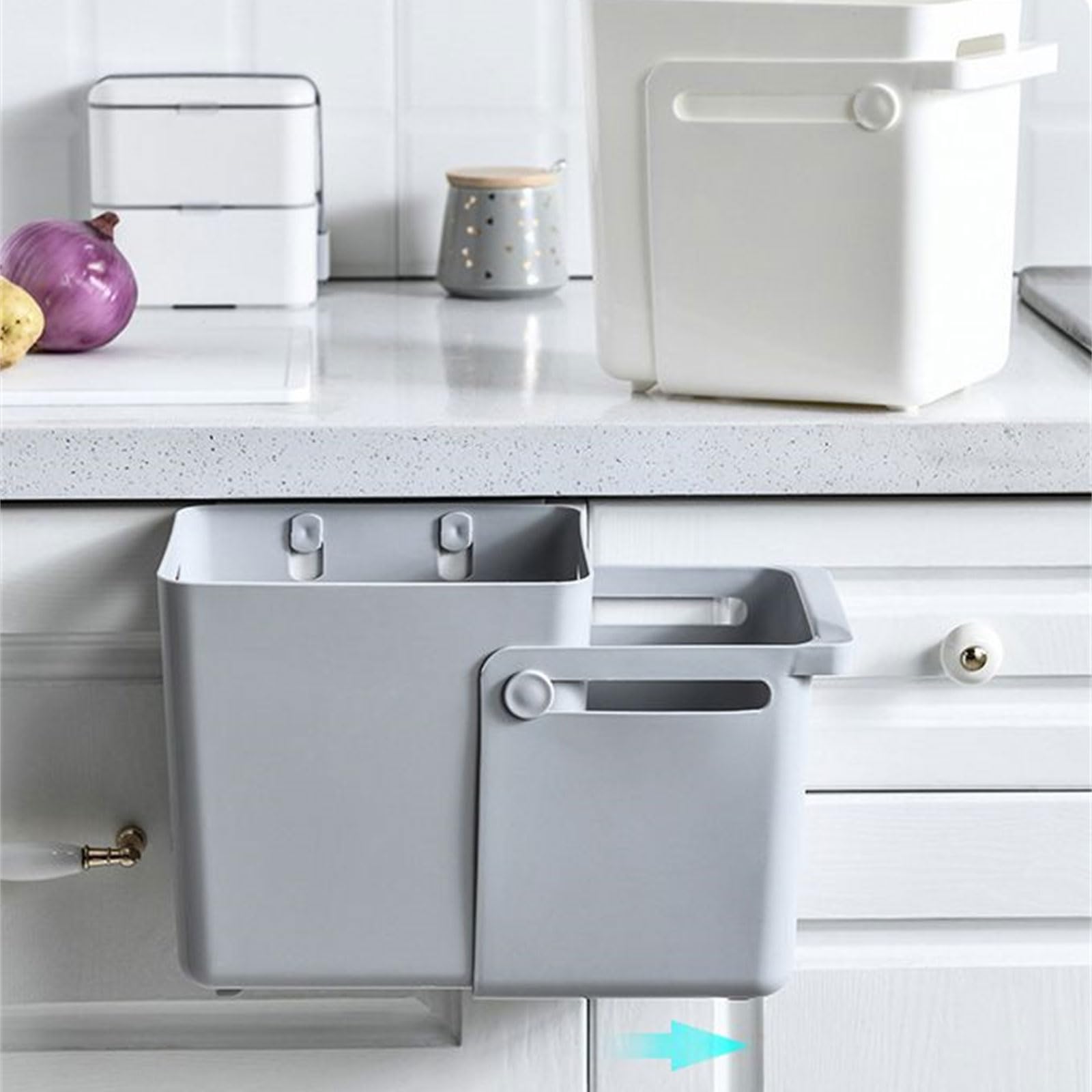 Large Capacity Telescopic Kitchen Trash Can - Hanging Garbage Bin for Bathroom, Office, Hotel & Home Decor | Space-Saving Waste Basket for Small Spaces, Under Sink & Cabinet Storage