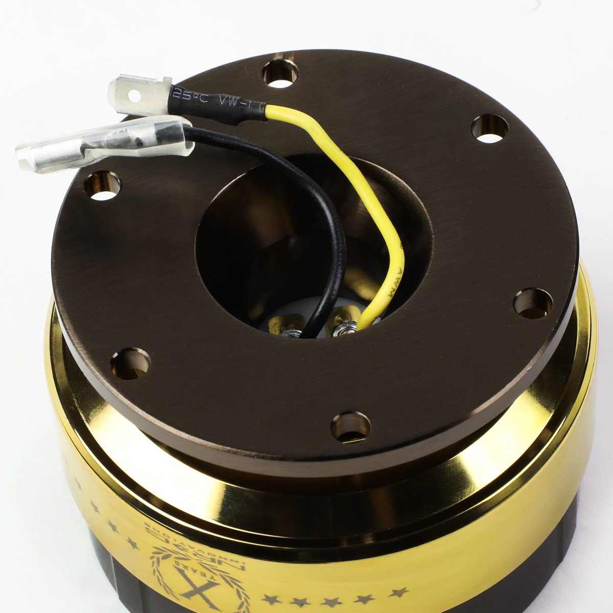 NRG Innovations Gen 2.0 Quick Release Steering Wheel Kit - Bronze Body & Chrome Gold Ring - Compatible with 6x70mm & 6x74mm Bolt Patterns (NRG-SRK-200BR-CG) - Perfect for Drift Racing, Track Days & Custom Car Builds
