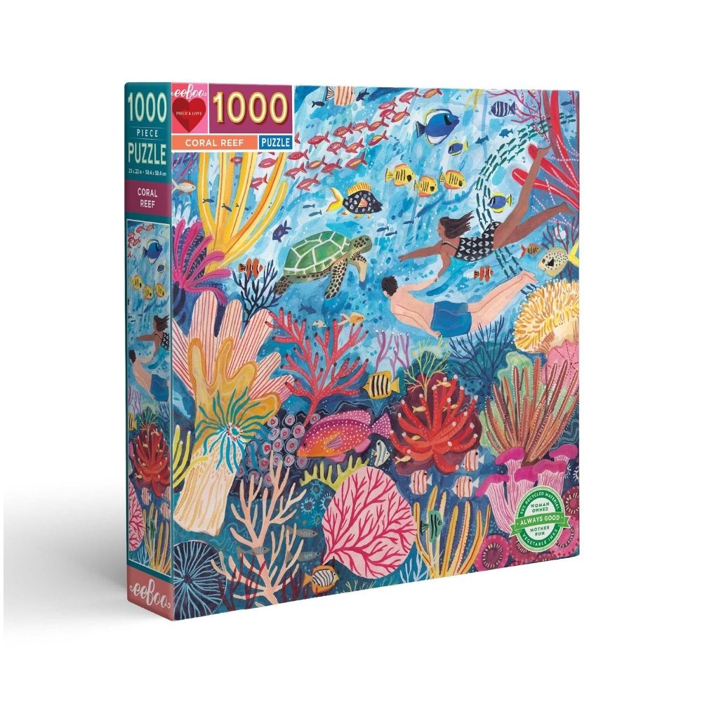 eeBoo 1000 Piece Coral Reef Jigsaw Puzzle for Adults - Vibrant Underwater Ocean Scene - Perfect for Relaxation, Family Game Night & Home Decor