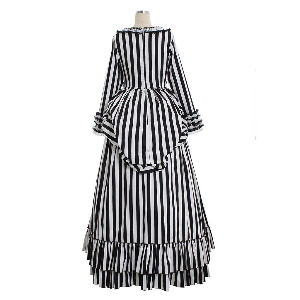 Sleepy Hollow Katrina Van Tassel Cosplay Costume Dress - Black & White Striped Gothic Halloween Outfit for Women | Perfect for Halloween Parties, Cosplay Events & Themed Photoshoots