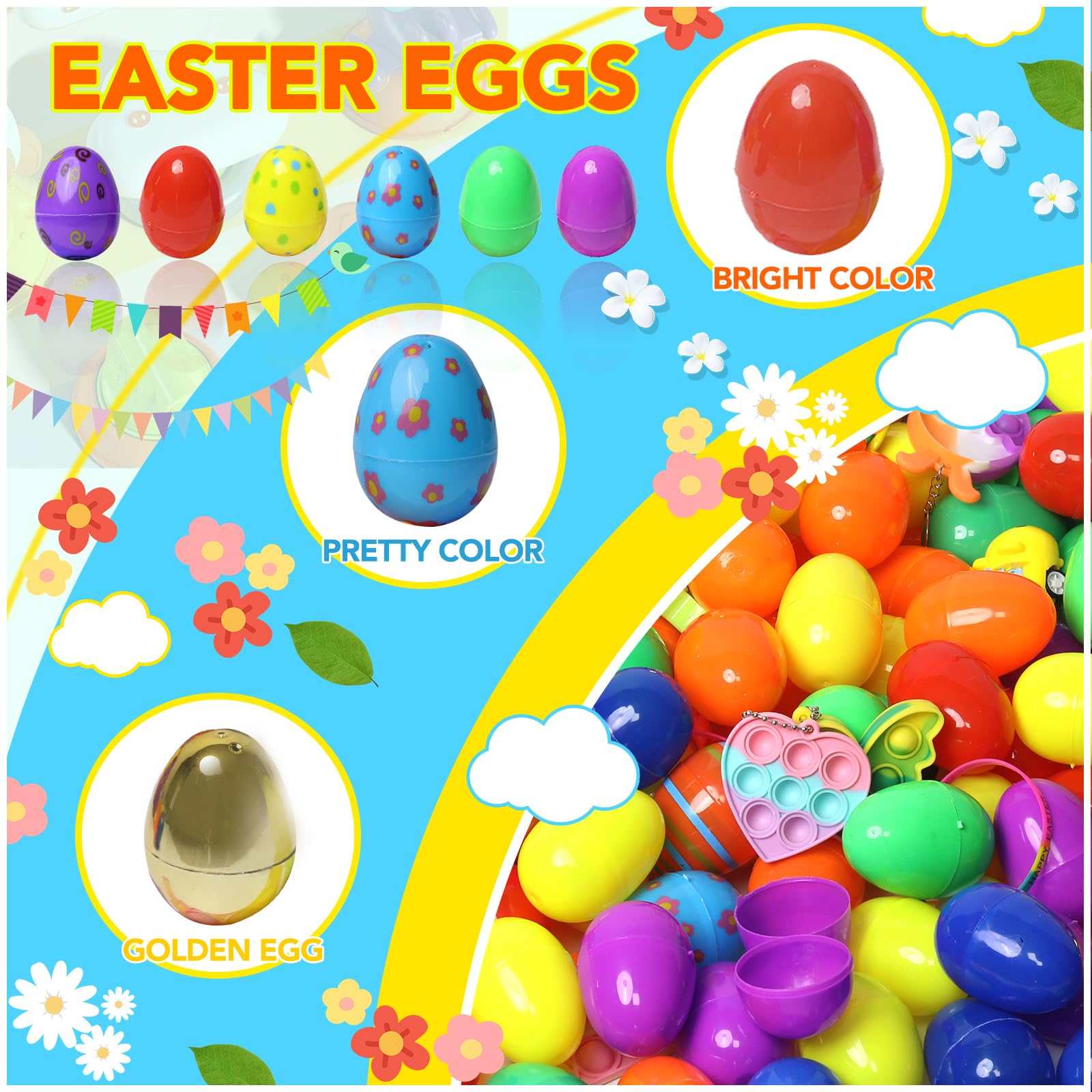 300 Pcs Prefilled Easter Eggs with Assorted Toys Inside - Non-Candy Easter Basket Stuffers & Egg Fillers for Kids - Bulk Easter Toys for Egg Hunts, Classroom Prizes, Party Favors & Easter Celebrations - Perfect for School Events, Birthday Parties & Family Gatherings
