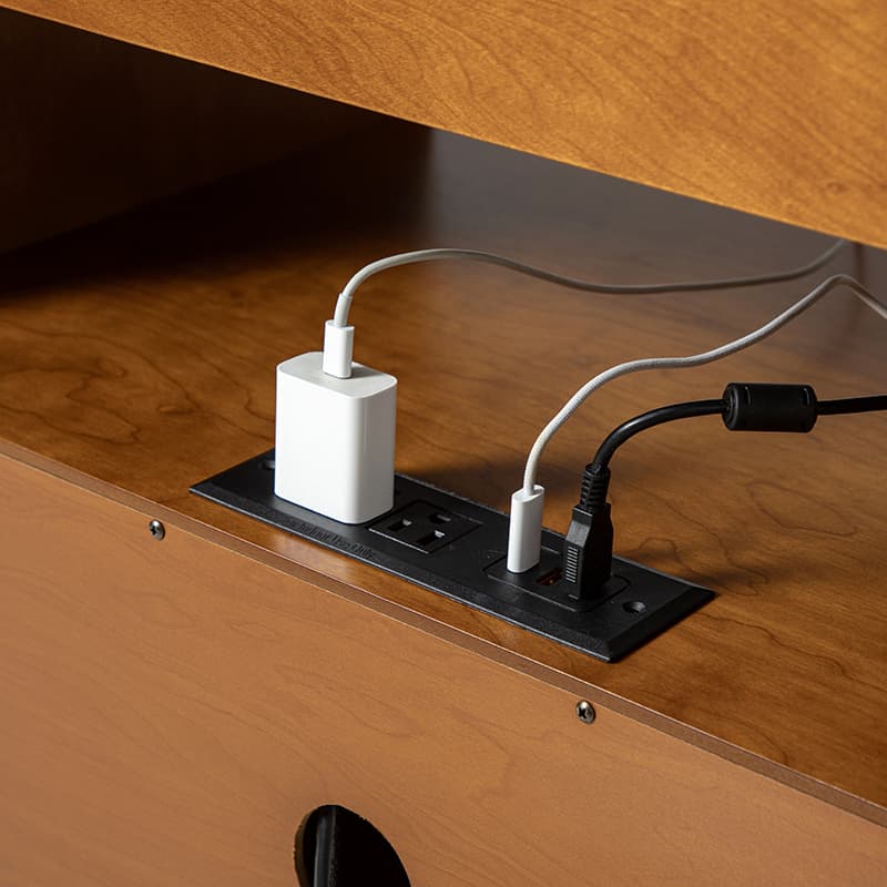 Mid Century Modern Nightstand with 2 Drawers & Built-In Outlets - Giralda Bedside Table for Bedroom, Living Room & Office (Optional Types)
