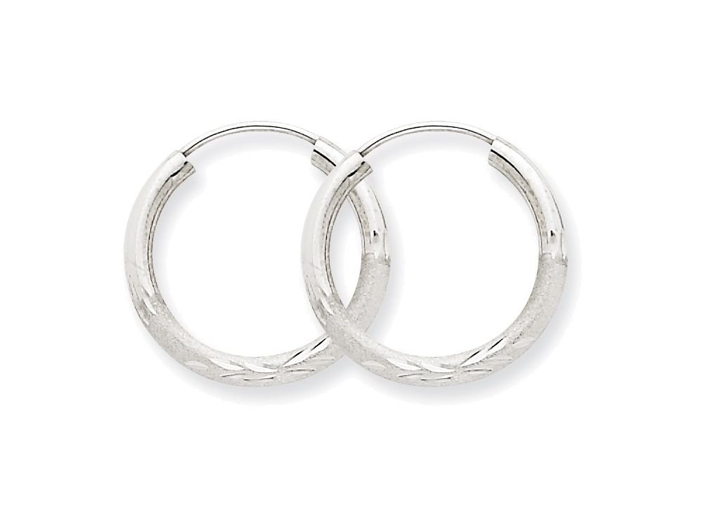 14K White Gold 2mm Bright-Cut Endless Hoop Earrings for Women - Dainty Minimalist Everyday Jewelry - Perfect for Work, Date Night & Special Occasions
