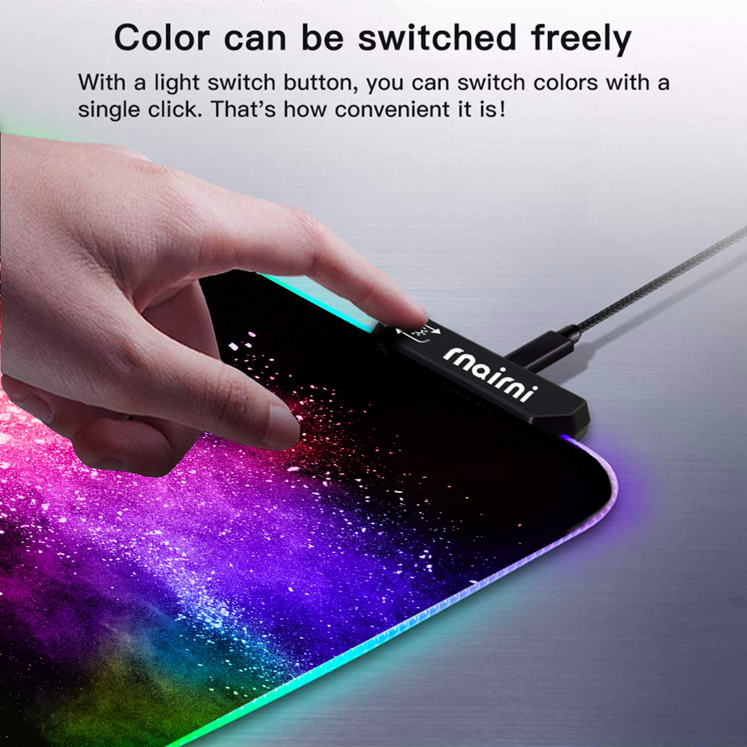 RGB Gaming Mouse Pad - Large Waterproof Mouse Mat with 10 Lighting Modes for PC Gamers & Office Use