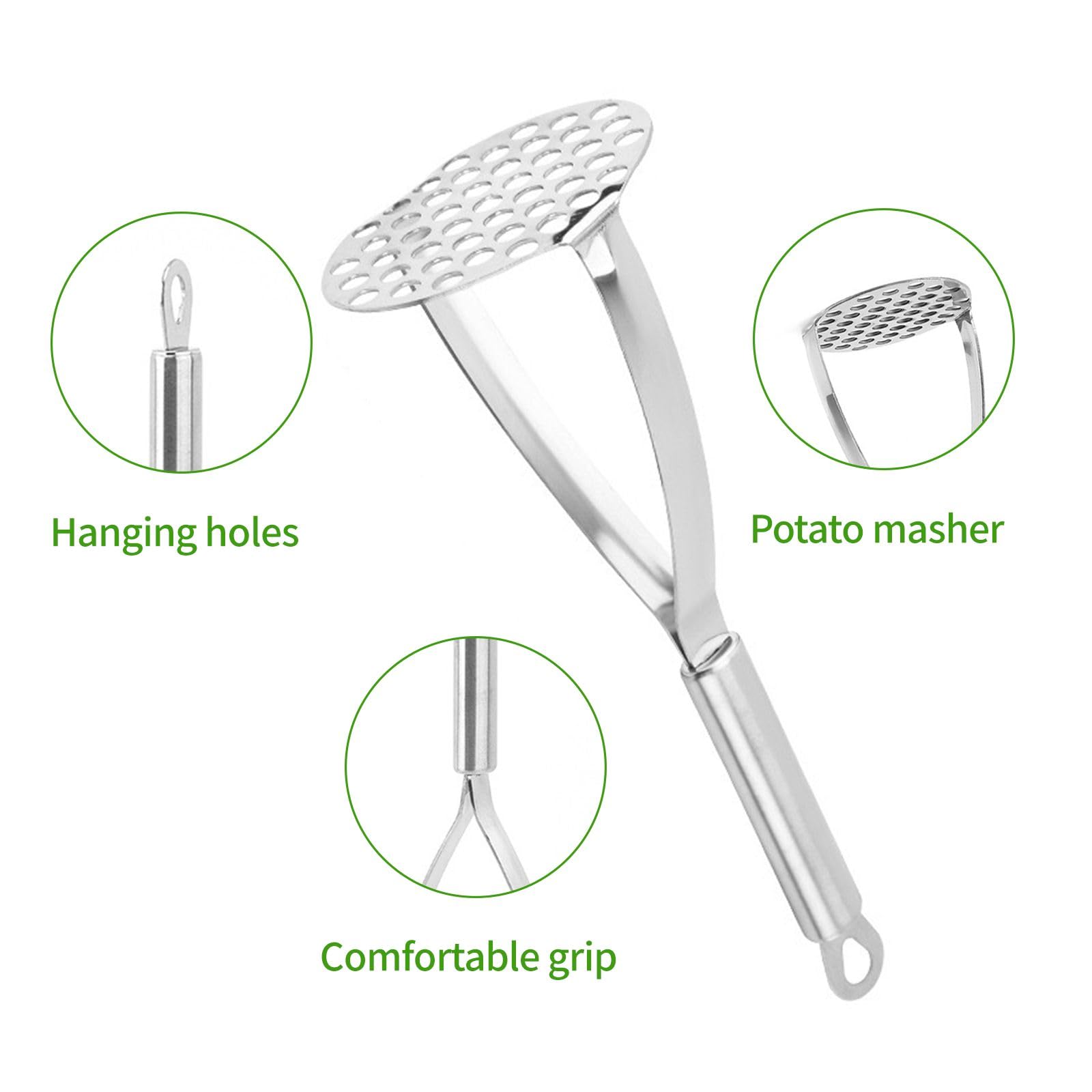 Stainless Steel Potato Masher - Heavy Duty Kitchen Tool for Mashing Potatoes, Avocados, Sweet Potatoes & Beans - Perfect for Making Mashed Potatoes, Guacamole & Baby Food