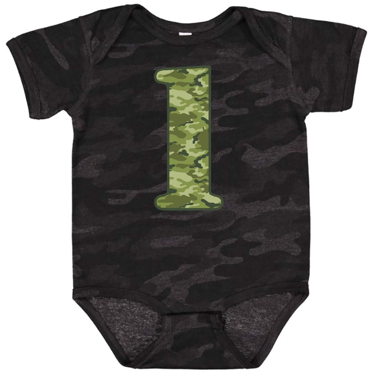 Inktastic Green Camo 1st Birthday Baby Bodysuit - Cute Camouflage Onesie for Boys & Girls - Perfect for 1st Birthday Party, Photo Shoots & Special Occasions